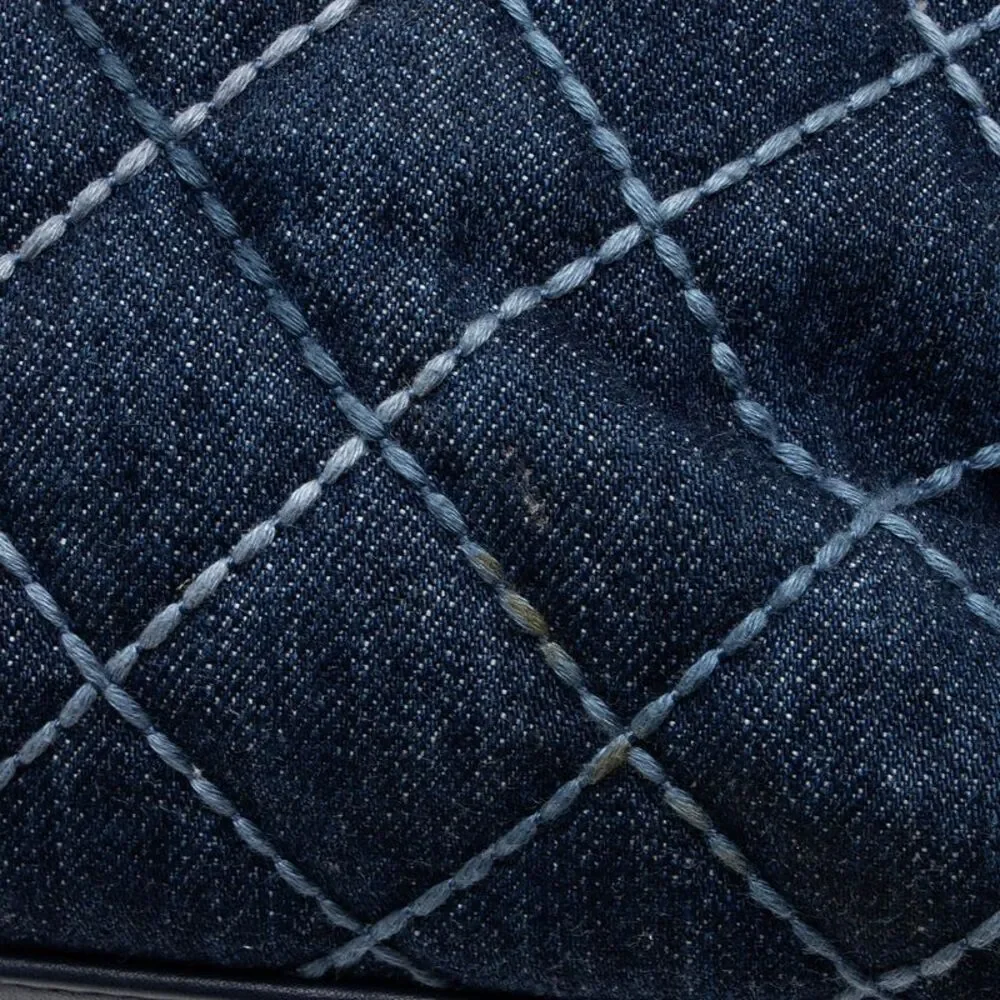 Chanel Quilted Denim Coco Handle Shopping Tote
